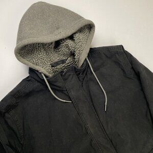 American Eagle Hooded Chore Jacket Men’s M Sherpa Lined Full Zip/Snap Black